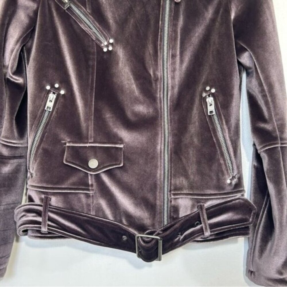 Lucky Brand NWOT- Purple Velvet Moto Jacket- Size X-Small - Picture 12 of 13